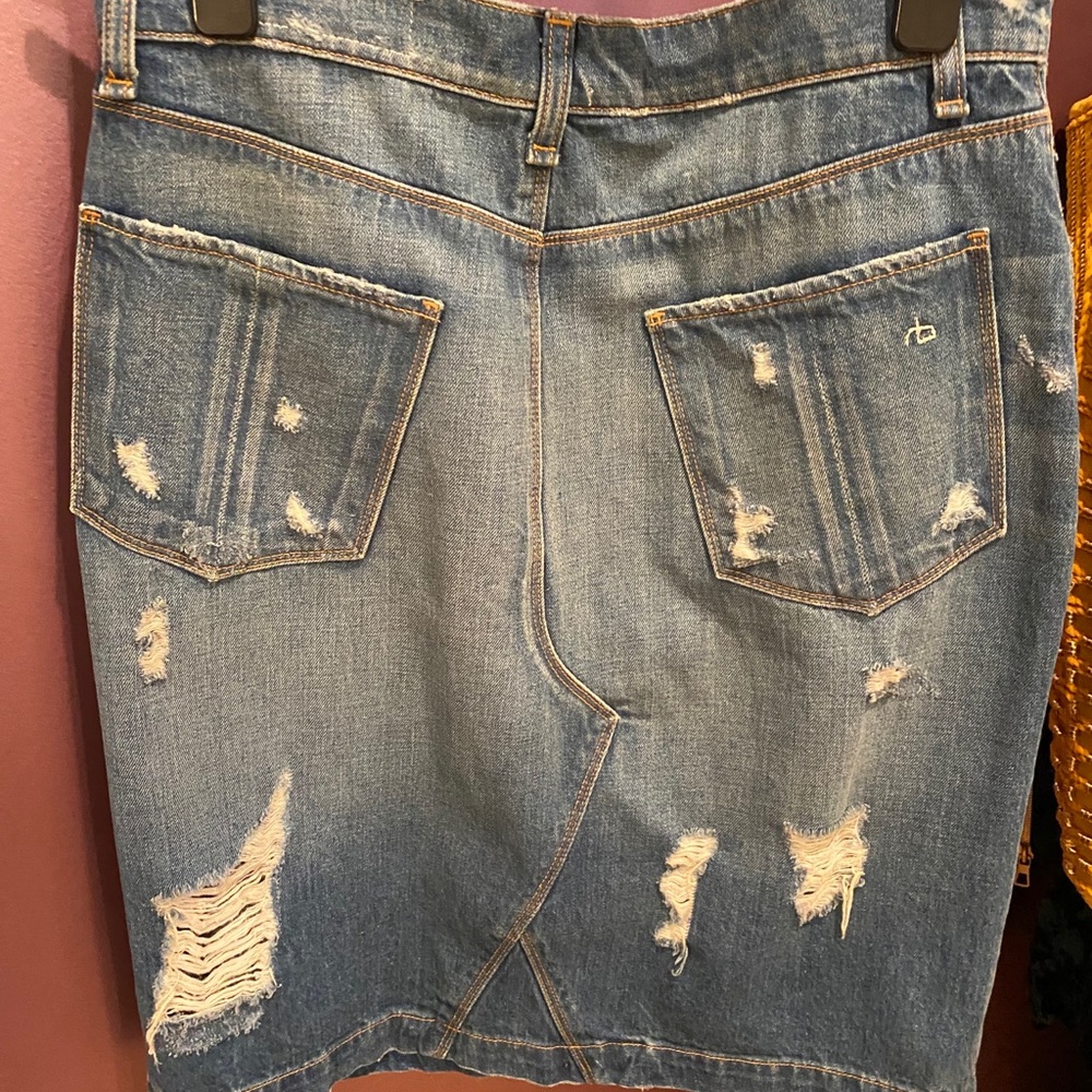 rag & bone/JEAN Shredded Denim Skirt - Picture 3 of 3